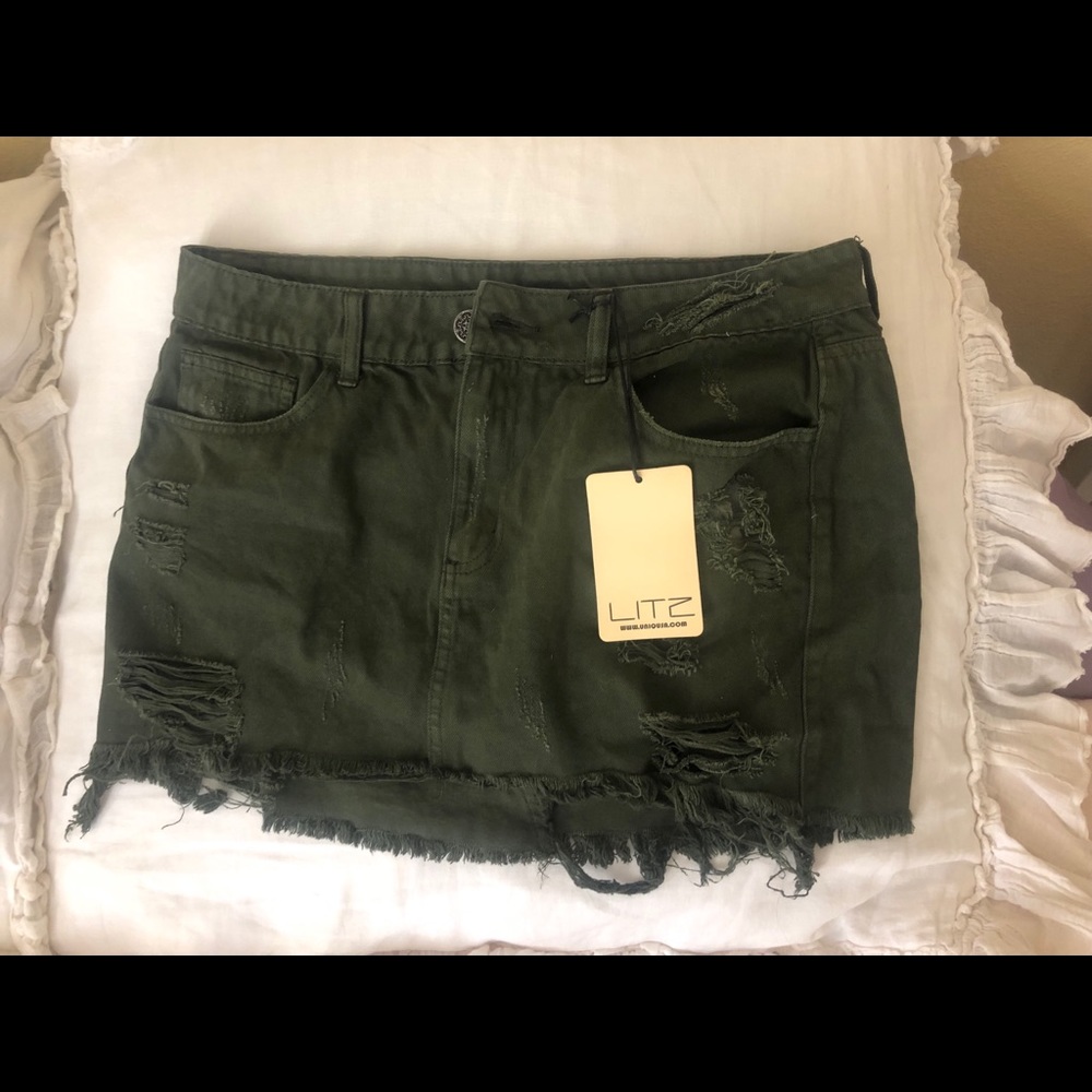 forever 21 hunter green denim skirt